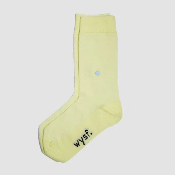 wysf. | what you stand for. wysf. | what you stand for. Socken, Piqué Strick mit Knopf, Bio-Baumwoll-Mix, Gelb (pastellgelb), – Produktbild 4 von 4
