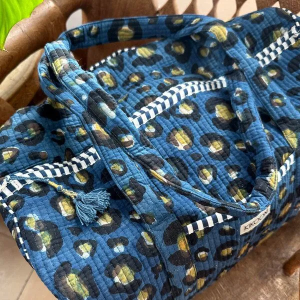 KIKOONI KIKOONI handgefertigte große Baumwolltasche "K. Shopper", Dark leo blau weiss, – Produktbild 4 von 4