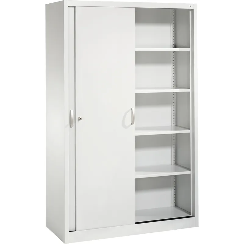 C+P C+P Schiebetürenschrank aus Stahl 120 cm breit lichtgrau T 50 H 195 – Produktbild 1 von 3
