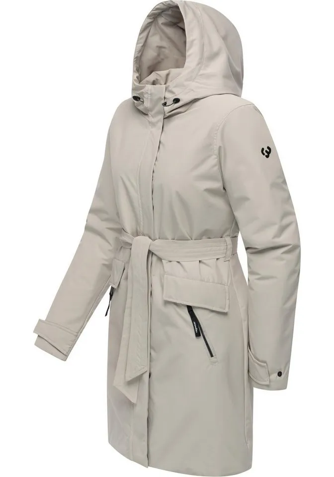 ragwear ragwear Kurzmantel Horatia Warm YOUMODO Wasserdichter Wintermantel mit Bindegürtel, Grau, – Produktbild 3 von 4
