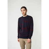 MELA Jacquard Strickpullover MANAV | von MELA | Fairtrade & GOTS zertifiziert, Navy / rosine muster, – Produktbild 1 von 1