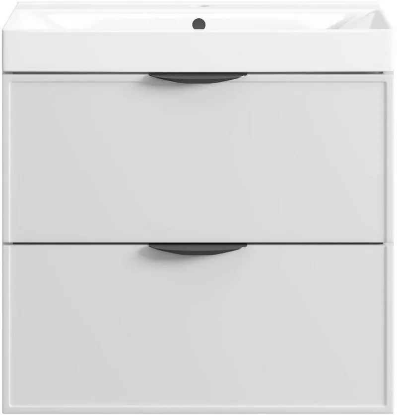 welltime Waschtisch FLOW SIMPLE mit Waschbecken, Breite 60 oder 80cm, modernes Design, Schrank mit 2 Schubladen, Soft-Close-Function, in 2 Breiten erhältlich, Weiß, – Produktbild 5 von 5