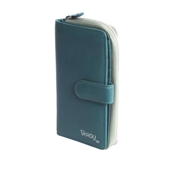 Vargu Vargu Echtleder Geldbörse SABA 1-A, Teal green - sage green, – Produktbild 1 von 4