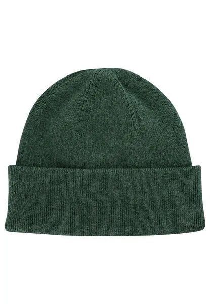 MELA MELA Feinstrick Mütze Style HIMMAT aus 100% Bio-Baumwolle, Deep forest melange, – Produktbild 3 von 4