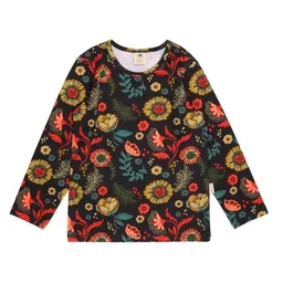 Walkiddy Kinder Langarmshirt Bio-Baumwolle Cheerful Flowers von Walkiddy, GOTS-zertifiziertes, veganes Jerseyshirt mit Blumenprint, weich, atmungsaktiv und hautfreundlich für Alltag, Kindergarten und Schule – Produktbild 1 von 1