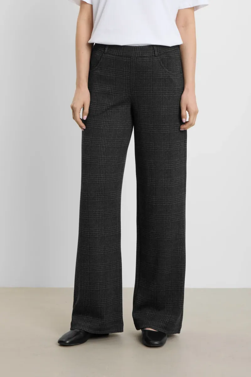 LAURIE LAURIE Damen vegan Hose Loose Donna Anthrazit Karo, Grau, – Produktbild 2 von 2
