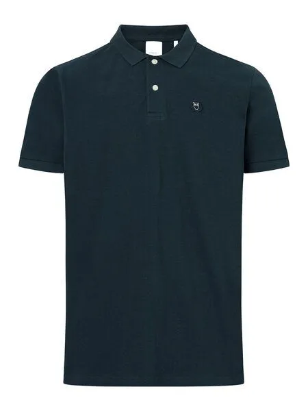 KnowledgeCotton Apparel KnowledgeCotton Apparel Polo T-Shirt - Basic Badge - aus Bio-Baumwolle, Total eclipse (blau), – Produktbild 3 von 3