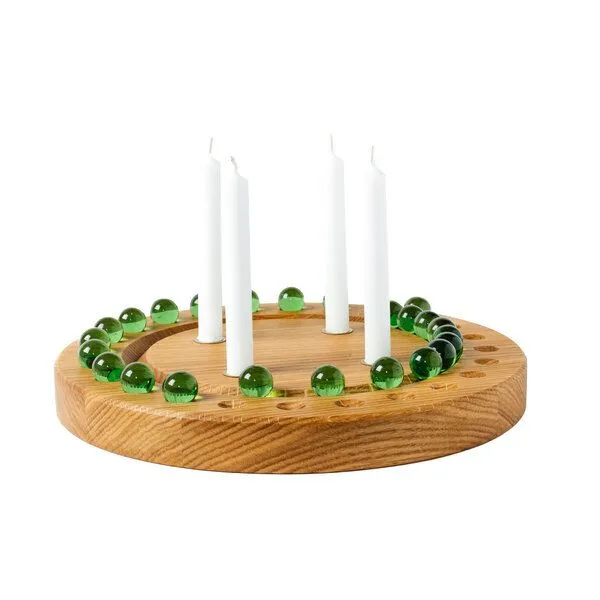 klotzaufklotz klotzaufklotz Adventskalender und Adventskranz mit Baumkerzen, Grün, – Produktbild 1 von 8