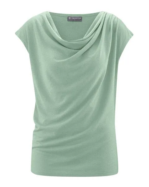 HempAge HempAge Wasserfallausschnitt Top Hanf/Biobaumwolle, Menta (grün), – Produktbild 2 von 4