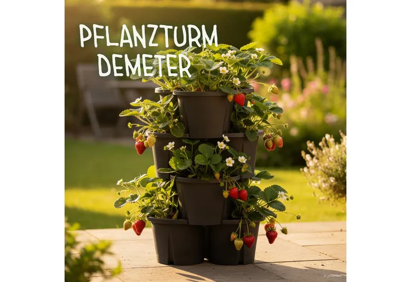 KHW KHW Pflanzkübel Pflanzturm Demeter (Set, 4 St), Vertikales Gärtnern auf kleinstem Raum, verschiedene Farben, Grau, – Produktbild 1 von 5