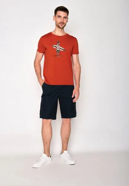 GreenBomb GREENBOMB Print T-Shirt Animal Donkey Surf Guide, Clay red, – Produktbild 4 von 4