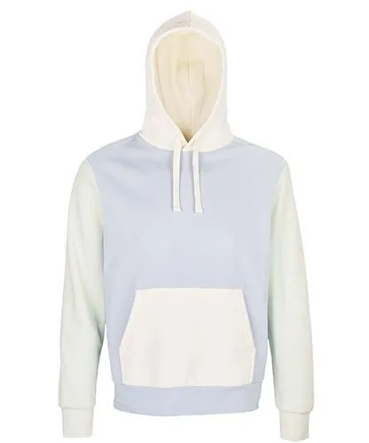 Sol's Sol's Unisex Hooded Sweatshirt Collins 3-farbig Bio Baumwolle Recyceltes Polyester Vegan, Creamy blue/creamy white/cream, – Produktbild 2 von 4