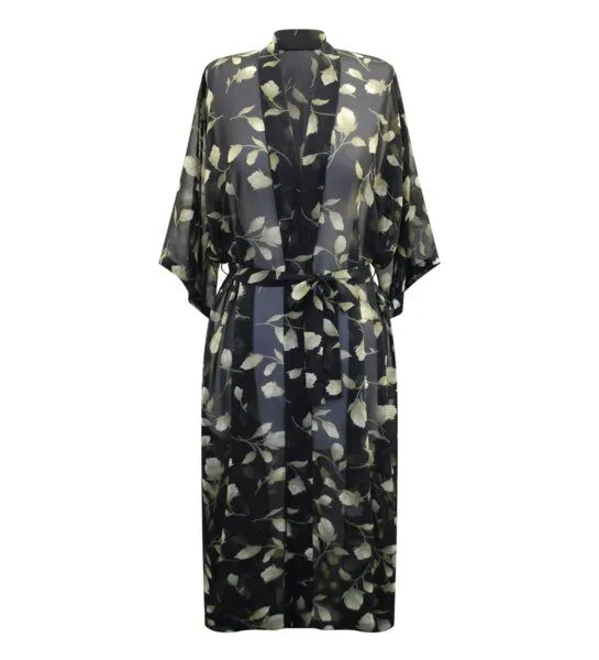 Anekdot Anekdot Robe Sheer Leaf, Schwarz, – Produktbild 1 von 3