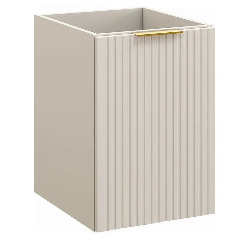 Lomadox Unterschrank ADELAIDE-56-CASHMERE 40 cm breit, kaschmir, gerillte Front, inkl. Wäschekorb, Weiß, – Produktbild 1 von 4