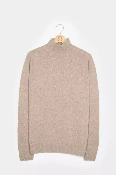 Rifò - Circular Fashion Made in Italy Rifò - Circular Fashion Made in Italy Stehkragenpullover aus recycteltem Kaschmir Modell: Clemente, Beige, – Produktbild 3 von 4