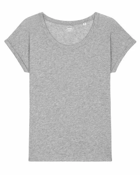 YTWOO YTWOO Leichtes Damen T-Shirt in Slub Optik mit gerollten Ärmeln, Grau, – Produktbild 4 von 4
