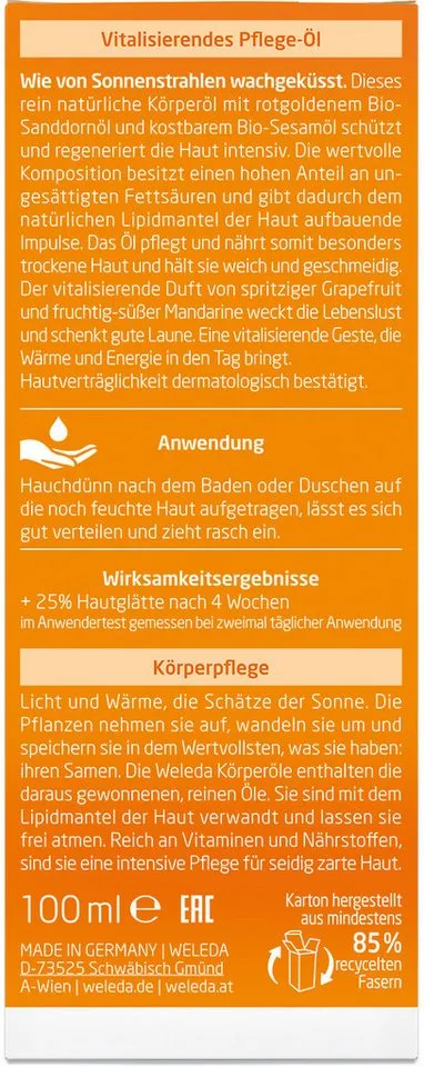 Weleda Weleda Sanddorn vitalisierendes Pflegeöl 100 ml – Produktbild 8 von 8
