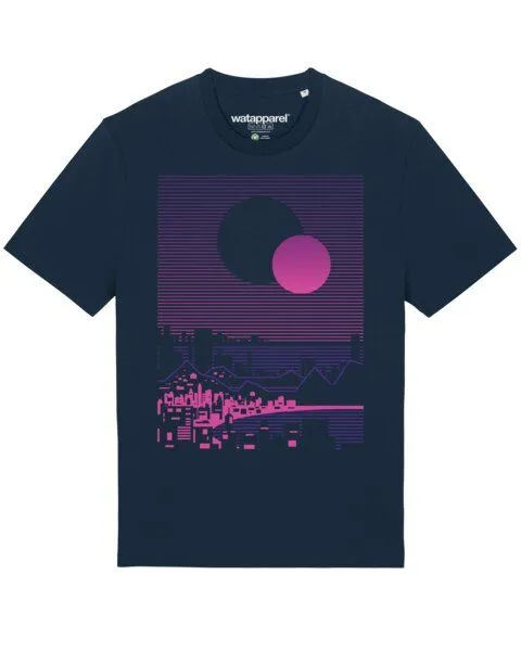watapparel watapparel T-Shirt Unisex Sun and Moon Skyline, French navy, – Produktbild 1 von 3