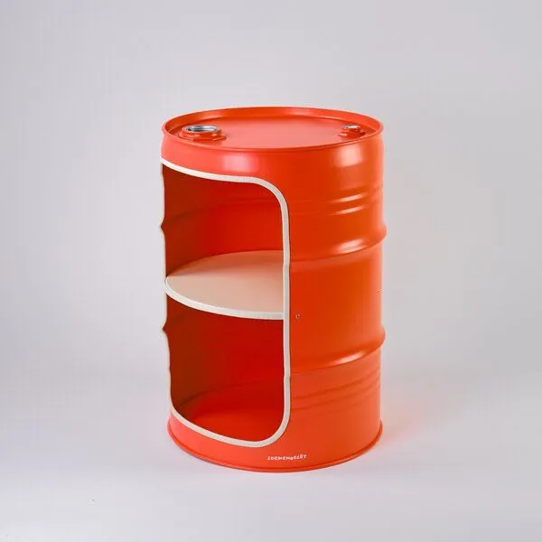 Lockengelöt Lockengelöt Nachttisch/Couchtisch aus einem kleinen Ölfass, Orange (ral2004), – Produktbild 1 von 2