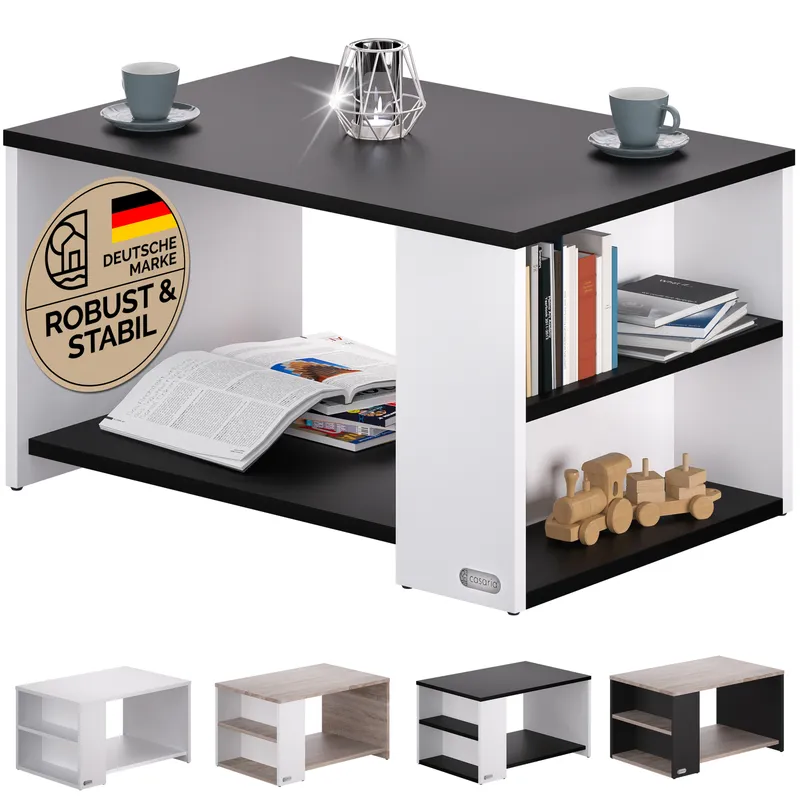 Casaria® Couchtisch Santa Cruz Weiß/Anthrazit 90x60x50cm, Mehrfarbig, – Produktbild 1 von 2