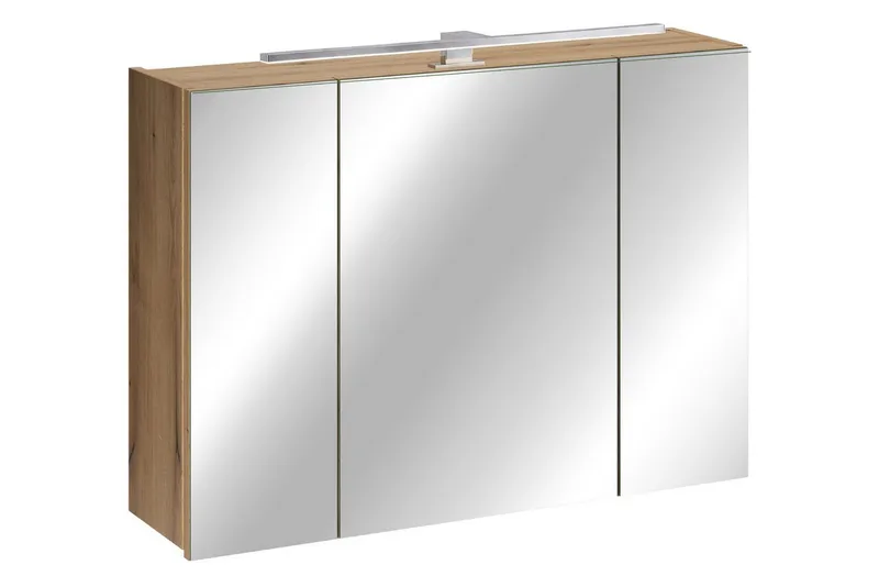 Lomadox Spiegelschrank NEWPORT-56-EVOKE 80 cm breit in Eiche, inkl. LED-Aufsatzleuchte, Braun, – Produktbild 1 von 4