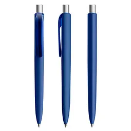 prodir prodir® Druckkugelschreiber DS8 Soft Touch PRR Push, blaue Mine, klassikblau/silber satiniert – Produktbild 1 von 1
