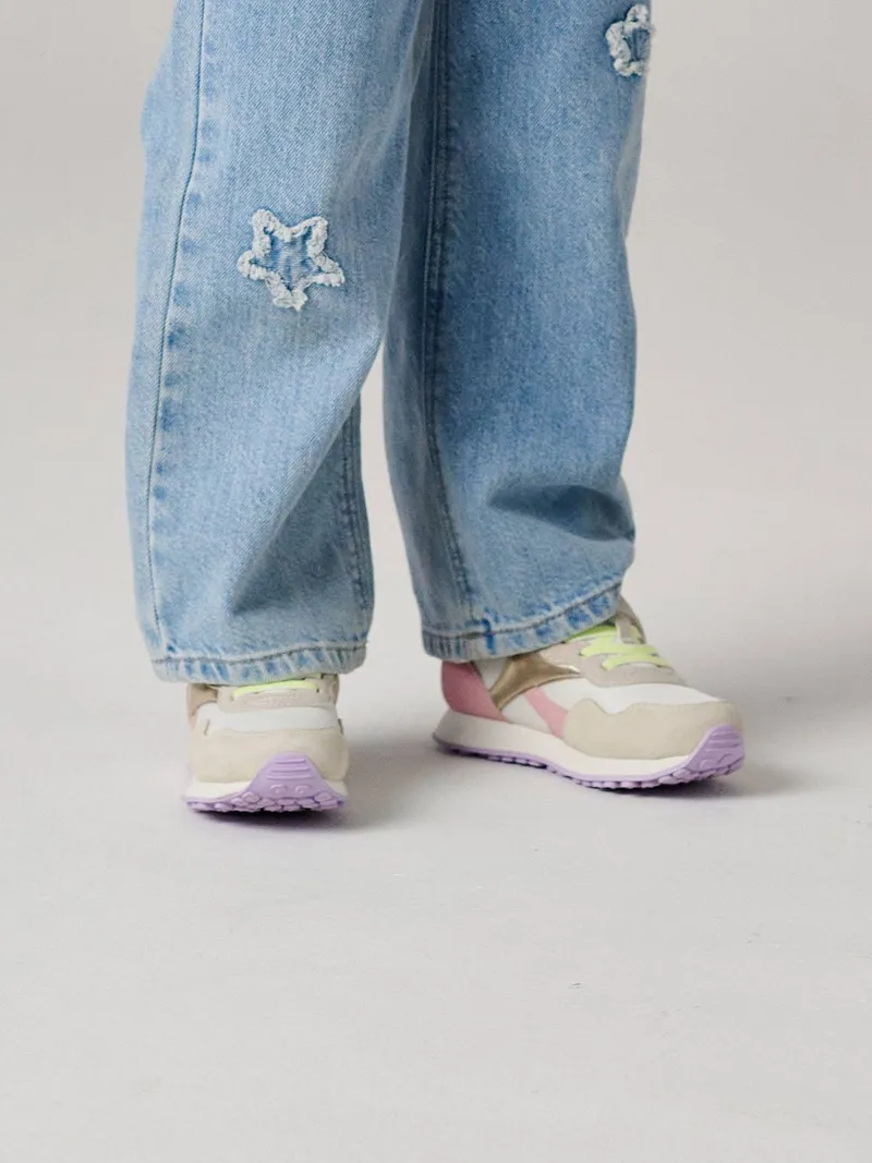 Vertbaudet Mädchen Sneakers mit Klettverschluss und Schnürung, Set rosa, – Produktbild 2 von 4