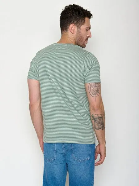 GreenBomb GREENBOMB Basic Spice - Sportliches T-Shirt aus Bio-Baumwolle / GOTS / Fair & Vegan, Grün (bamboo stripes), – Produktbild 4 von 4