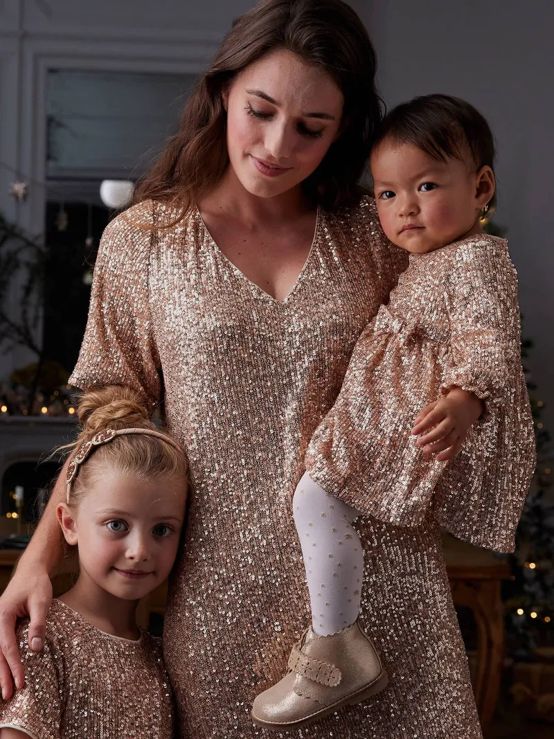 Vertbaudet Festliches Baby Kleid mit Pailletten ene pailletten capsule, Goldene pailletten capsule, – Produktbild 4 von 4