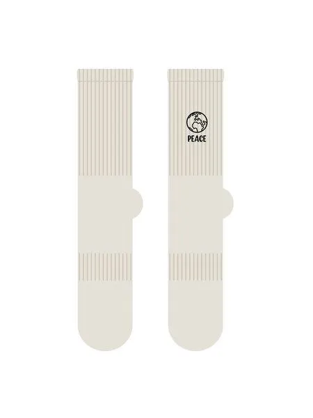 GreenBomb GREENBOMB Peace Tennis Socks - Lässige Socken aus Bio-Baumwoll Mix / hochwertiger Print / Fair & Vegan, Grau (ecru), – Produktbild 2 von 3