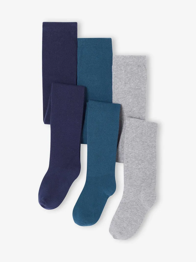 Vertbaudet 3er-Pack Mädchen Strumpfhosen BASIC, Marine, – Produktbild 1 von 2