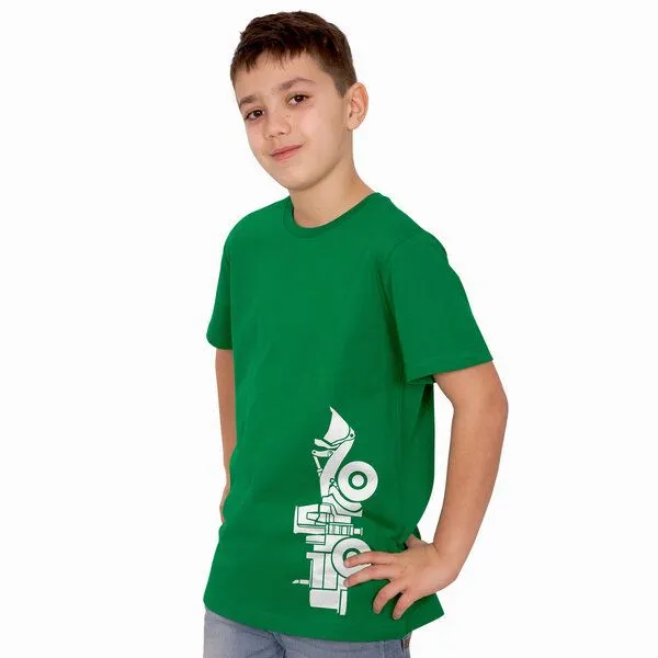 HANDGEDRUCKT HANDGEDRUCKT "Radlader 02" Kinder-T-Shirt, Kelly green, – Produktbild 1 von 3