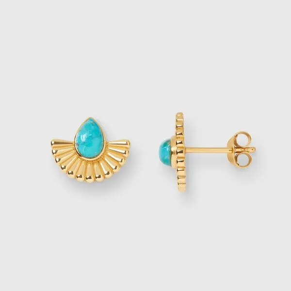 fejn jewelry fejn jewelry Ohrstecker 'half sun', Türkis / gold, – Produktbild 1 von 2