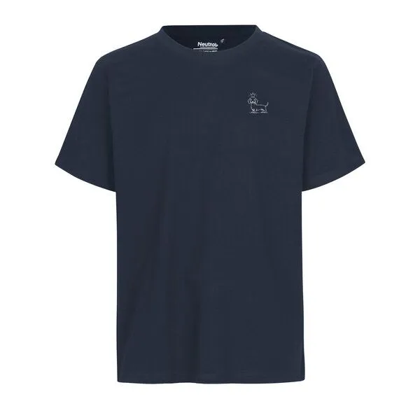 HANDGEDRUCKT HANDGEDRUCKT "König Wuff" Unisex T-Shirt aus reiner Baumwolle (kbA), Navy blue, – Produktbild 2 von 3