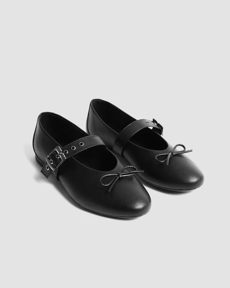BOHEMA BOHEMA Damen vegan Ballerinas Classic Mit Schleife Schwarz, Schwarz, – Produktbild 2 von 2