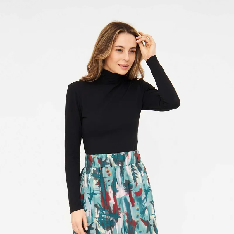 WiDDA Widda Damen vegan Top Rollkragenpullover Neo Schwarz, Dunkelblau, – Produktbild 1 von 2