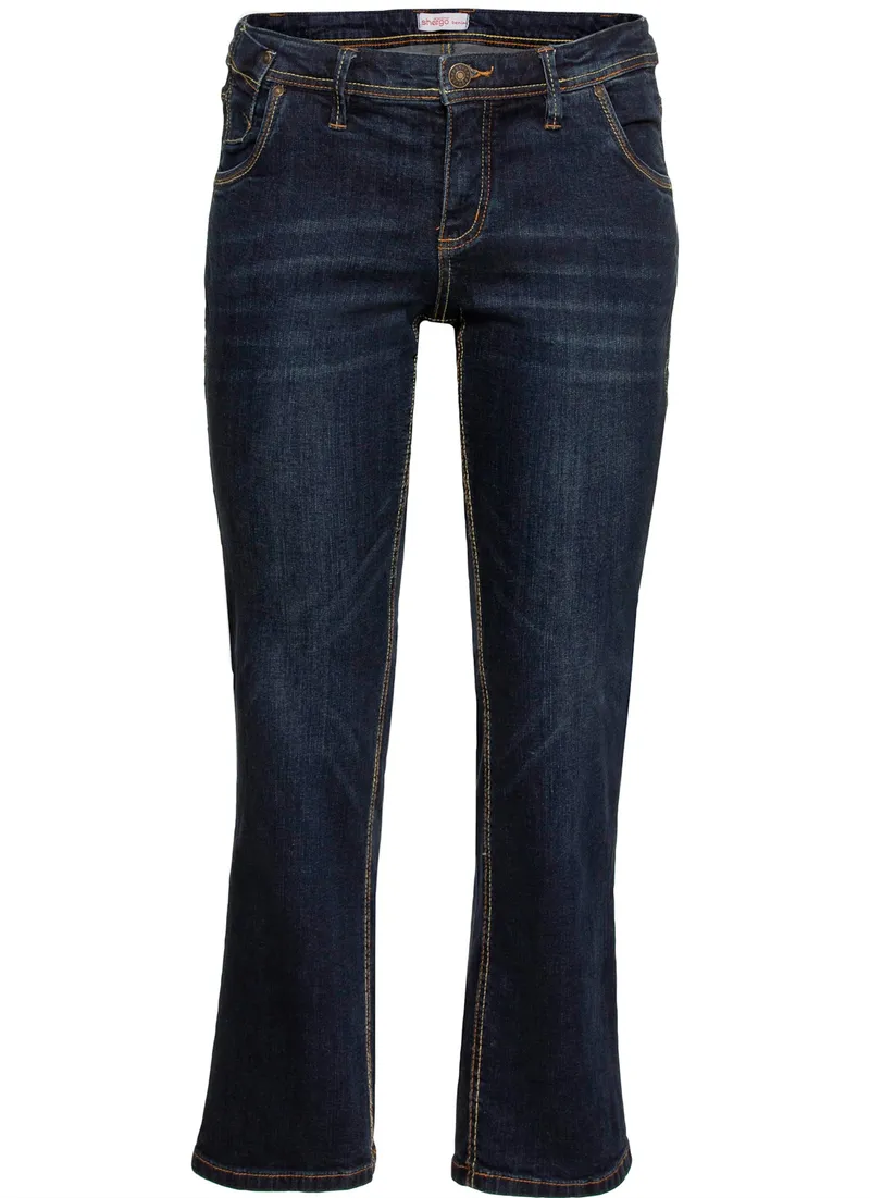 sheego Gerade Jeans dark blue denim, Dark blue denim, – Produktbild 1 von 2