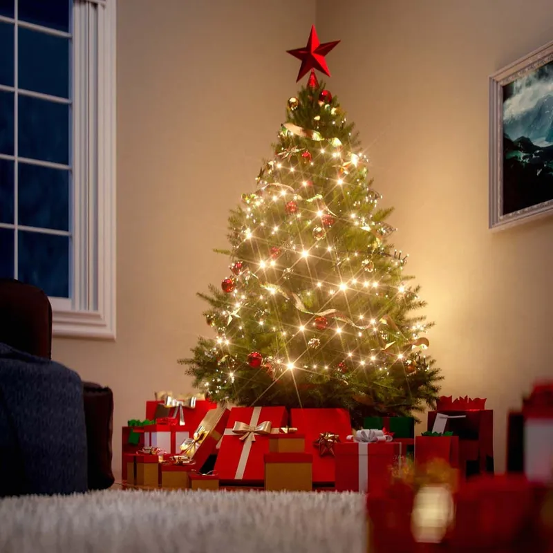 Casaria® Künstlicher Weihnachtsbaum 150cm mit Lichterkette und Metallfuß PVC, Grün, – Produktbild 2 von 2