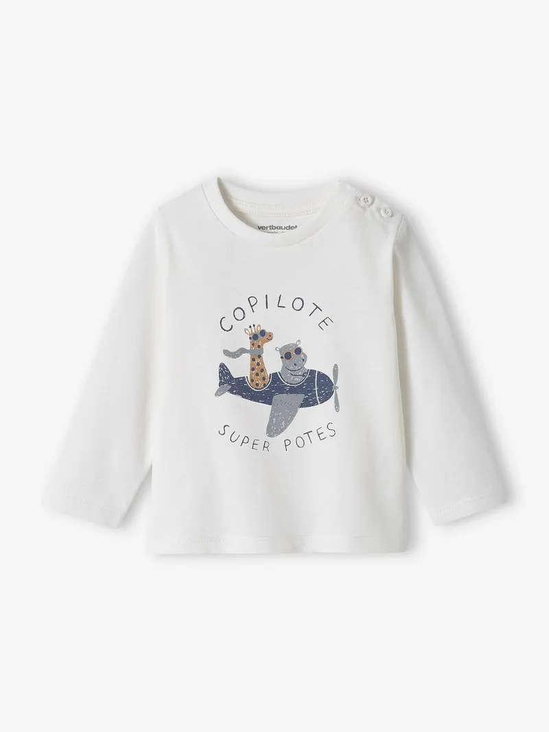Vertbaudet Jungen Baby Shirt, Wollweiß, – Produktbild 1 von 3