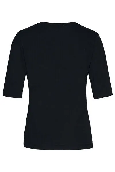 Wunderwerk Wunderwerk Damen T-Shirt aus Biobaumwolle und Modal "Metro core crew tee 1/2", Schwarz, – Produktbild 3 von 4
