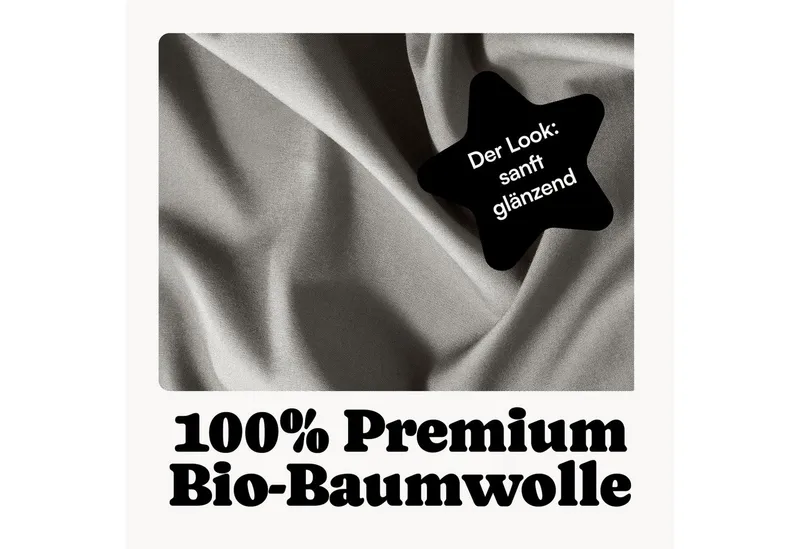 Seralino Kissenbezüge Mako Satin Kissenbezug (100% Bio Baumwolle) weich, hautfreundlich, (2 Stück), Fairtrade/ GOTS zertifizierte uni Kissenhülle mit Reißverschluss, Grau|schwarz, – Produktbild 3 von 5