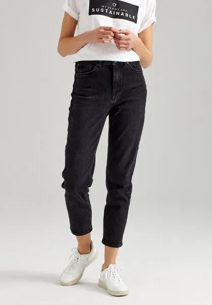 THOKKTHOKK ThokkThokk Damen Mom Cropped Jeans aus Biobaumwoll-Mix, Black (schwarz), – Produktbild 1 von 6