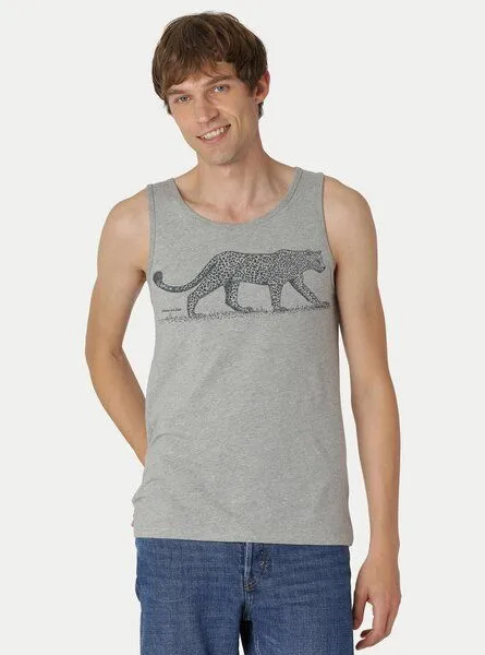 Peaces.bio - handbedruckte Biomode Peaces.bio - handbedruckte Biomode Bio-Herren-Tank Top Leopard, Hellgrau, – Produktbild 2 von 2