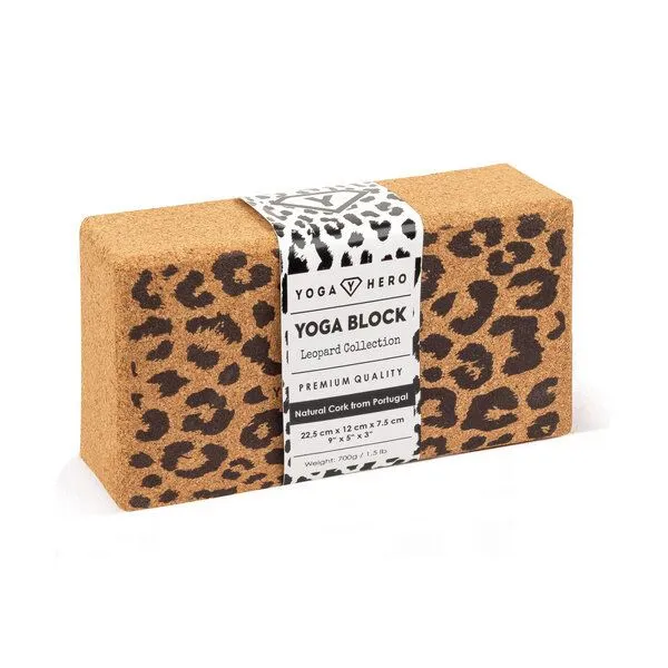 Yoga Hero Yoga Hero Yogablock aus Kork, Leopard (schwarz), – Produktbild 1 von 4