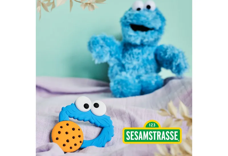 happybrush happybrush Beißring Baby Beißring - Sesamstraße - ab 4 Monate, - Kühlend, Blau, – Produktbild 4 von 5