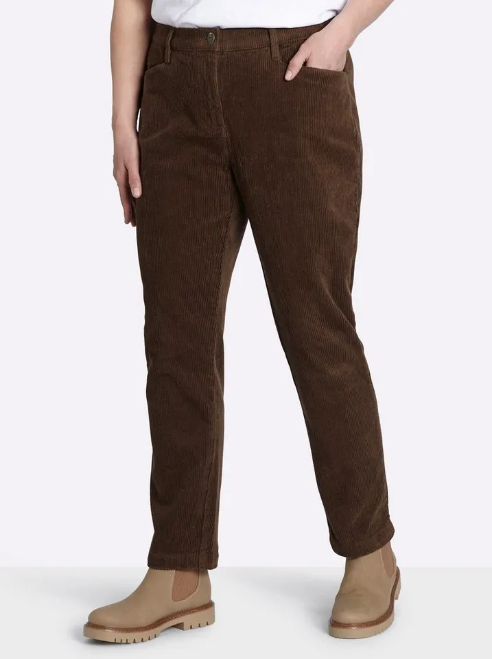 sheego sheego Jerseyhose Cord-Hose normal, Braun, – Produktbild 1 von 5