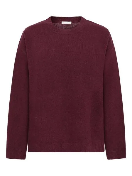 KnowledgeCotton Apparel KnowledgeCotton Apparel Rundhals-Strickpullover aus Lammwolle RWS, Rot (fig), – Produktbild 1 von 4