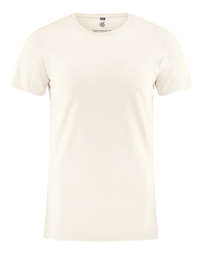 HempAge Hempage Herren vegan T-Shirt Slim Fit Cremefarben, Weiß, – Produktbild 1 von 2