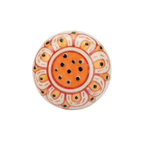 El Puente El Puente Schrankknopf "Blume", Orange,rot,weiß, – Produktbild 1 von 2