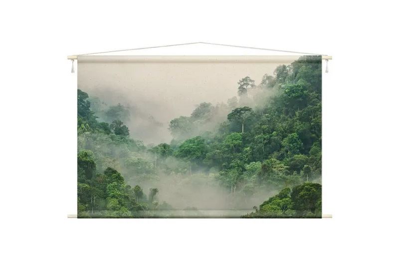 Bilderdepot24 Wandteppich modern Wald Tropisch Dschungel Natur grün, rechteckig, Höhe: 2.6 mm, großes Wandbild aus Natur-Baumwolle Wandbehang Stoffbild Tuch Wollseil, Grün, – Produktbild 1 von 4